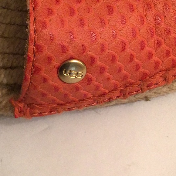 UGG  CHERRY EXOTIC ORANGE LEATHER ESPADRILLE SLIDES SZ 8 - Picture 4 of 10